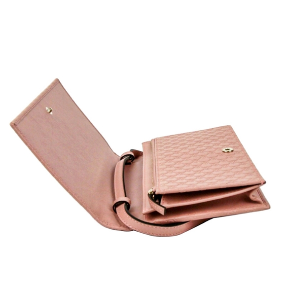 Gucci 💎 Pink Monogram Embossed Leather Crossbody Designer Convertible Wallet - Picture 7 of 7